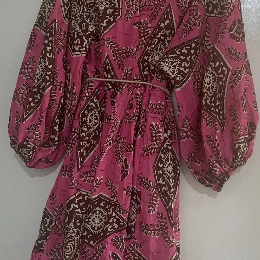 Zimmermann Lulu Pink and Brown Geometric Mini Dress - Picture 9 of 16